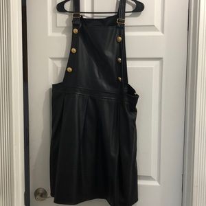 Black faux leather romper